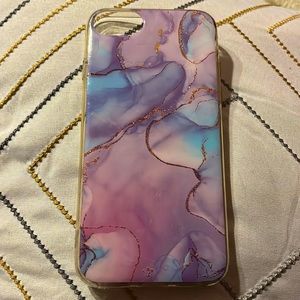 Hard IPhone 7 case, blue/pink/gold marble , perfect condition